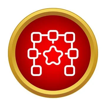 Network connectivity nodes flowchart with star icon Illustrazione stock