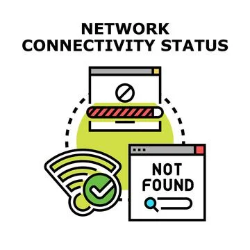 Network connectivity status showing internet problems and data issues Stock Illustration