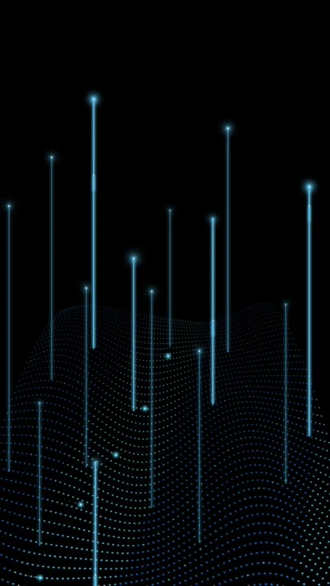 Network connectivity visualization with glowing data beams and blue dotted .. Stock Footage 348115455