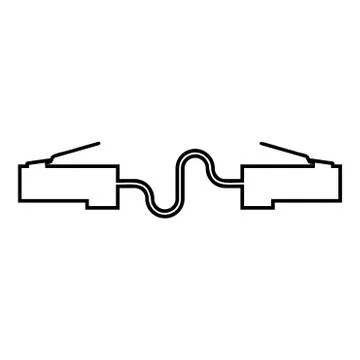 Network connector Patch cord Ethernet cable LAN wire icon outline black color Illustrazione stock