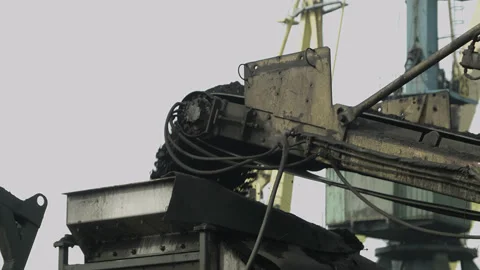 Network of conveyors for reloading hard coal from land to sea transport. Close Stock Footage 205235769