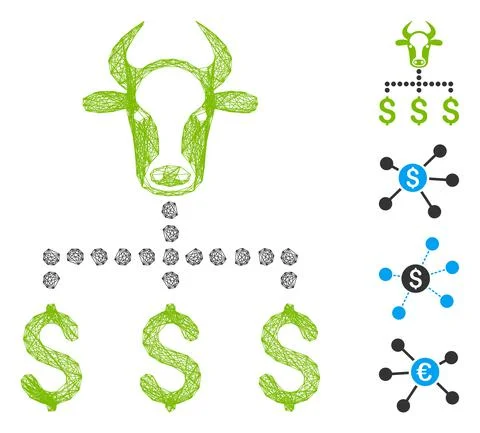 Network Cow Dollar Links Vector Mesh Stock Illustration