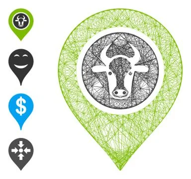 Network Cow Marker Vector Mesh 스톡 일러스트