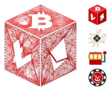 Network Cryptocurrency Dice Vector Mesh 스톡 일러스트