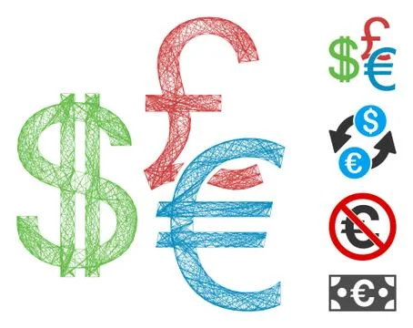 Network Currencies Vector Mesh 스톡 일러스트