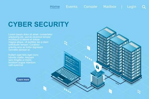 Network cyber security isometric vector illustration. Online server protectio Stock Illustration