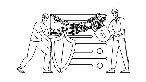 Network cybersecurity server vector Stock Illustration