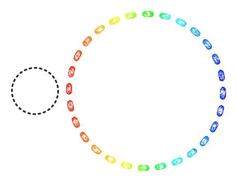 Network Dashed Circle Area Web Mesh Icon with Spectrum Gradient Stock Illustration