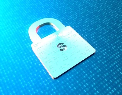 Network data and dollar lock, financial security and protection Illustrazione stock