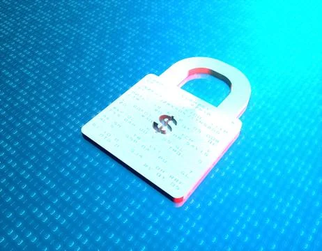Network data and dollar lock, financial security and protection Illustrazione stock