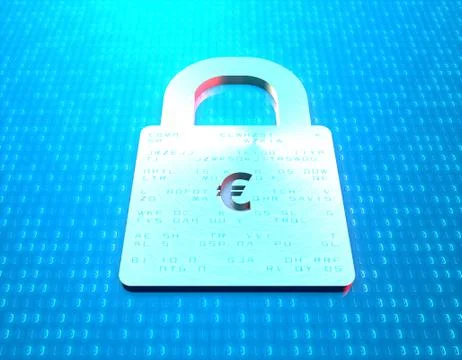 Network data and Euro lock, financial security and protection Stock Illustration