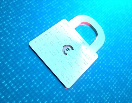 Network data and Euro lock, financial security and protection Illustrazione stock
