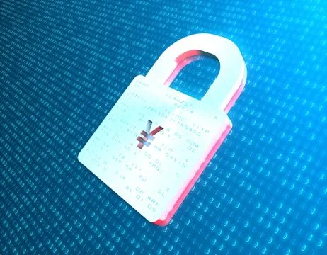 Network data and RMB lock, financial security and protection Illustrazione stock