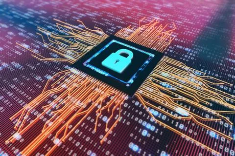 Network data circuit board and lock, intelligent core electronics Stock Illustration