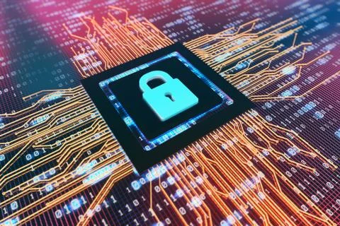 Network data circuit board and lock, intelligent core electronics Illustrazione stock