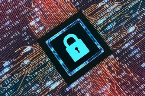 Network data circuit board and lock, intelligent core electronics Illustrazione stock