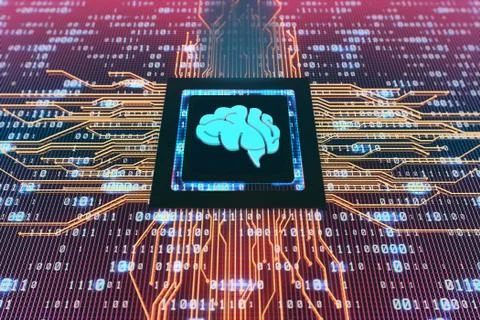 Network data circuit board and brain, intelligent core electronics Illustrazione stock