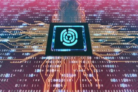 Network data circuit board and fingerprint, intelligent core electronics Illustrazione stock