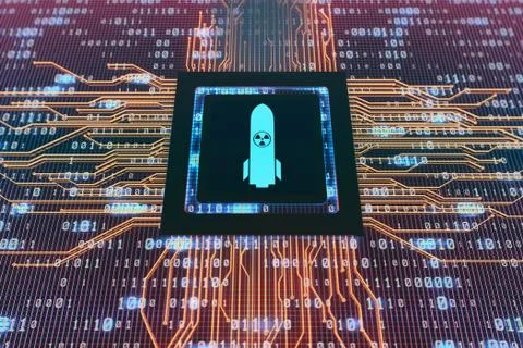 Network data circuit board and missile, intelligent core electronics Illustrazione stock