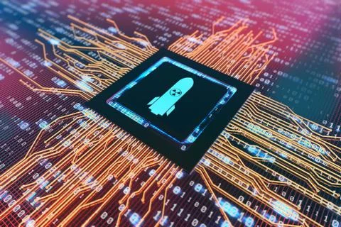 Network data circuit board and missile, intelligent core electronics Illustrazione stock