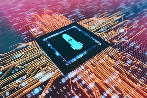 Network data circuit board and missile, intelligent core electronics Illustrazione stock