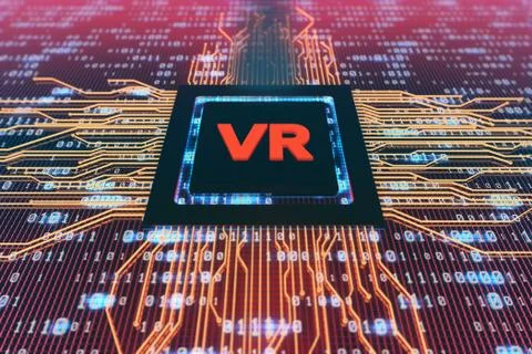 Network data circuit board and virtual reality, intelligent core electronics Illustrazione stock