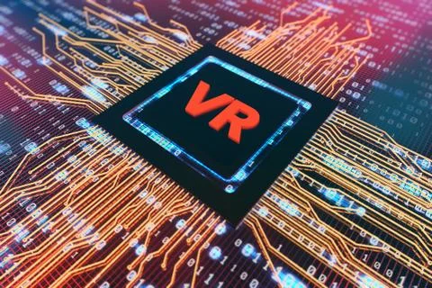 Network data circuit board and virtual reality, intelligent core electronics Illustrazione stock