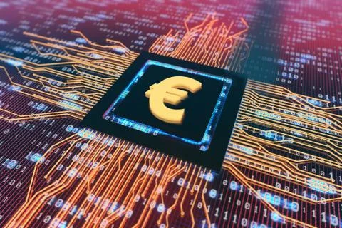 Network data circuit board with euro symbol, smart core electronics 스톡 일러스트