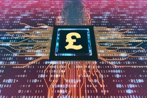 Network data circuit board with pound symbol, smart core electronics 스톡 일러스트