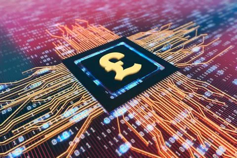 Network data circuit board with pound symbol, smart core electronics Stock Illustration