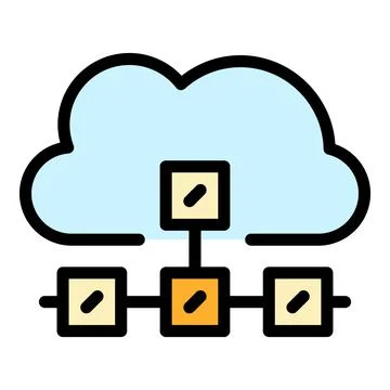 Network data cloud icon color outline vector Stockillustratie