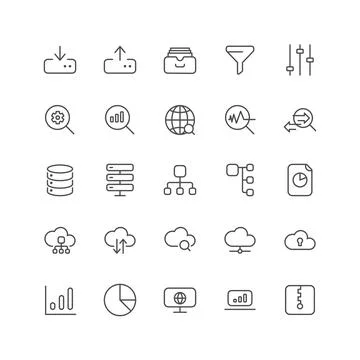 Network data, cloud service and security, data analytics icon Stock Illustration