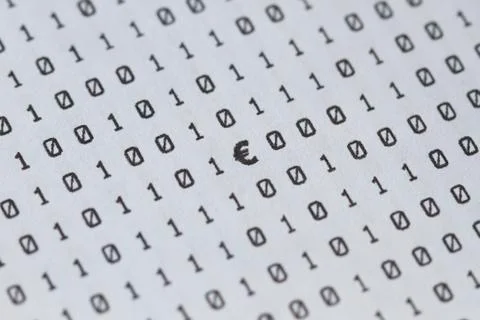 Network data code, Euro, big data transmission and storage 库存照片