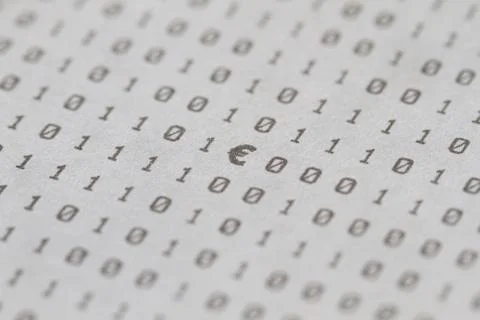 Network data code, Euro, big data transmission and storage 库存照片