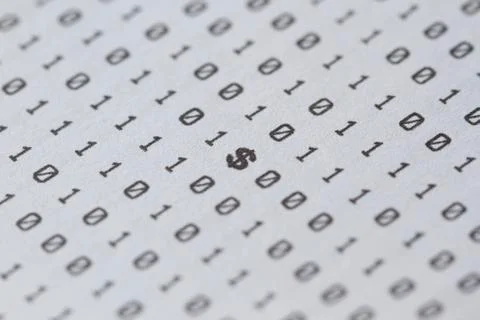 Network data code, USD, big data transmission and storage Foto stock