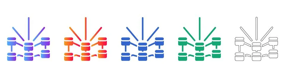 Network Data Distribution Icons Stock Illustration