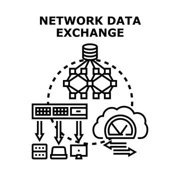 Network data exchange concept data transfer technology Stock Illustration