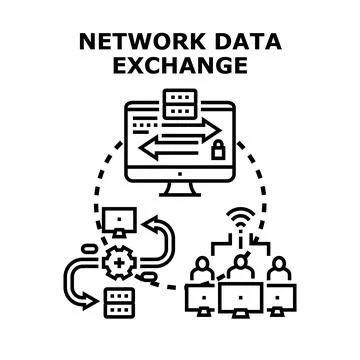 Network data exchange connecting users and servers securely 스톡 일러스트
