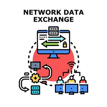 Network data exchange connecting users and servers securely Stock Illustration