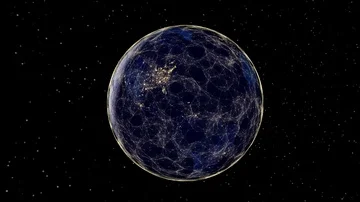 Network data flow across a futuristic Earth. Stock Footage 85643606