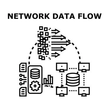 Network data flow managing connected computing devices 스톡 일러스트