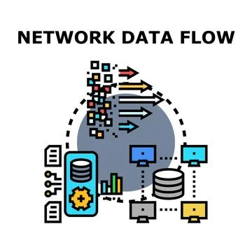 Network data flow managing connected computing devices Stock Illustration