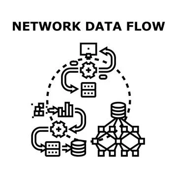 Network data flow processing information diagram concept Stock Illustration