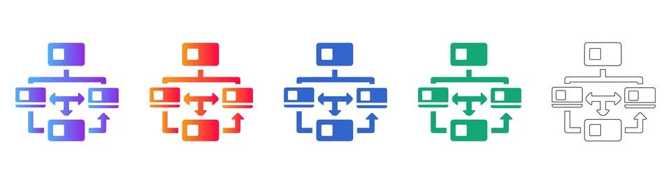 Network Data Flowchart Icon Set Stockillustratie