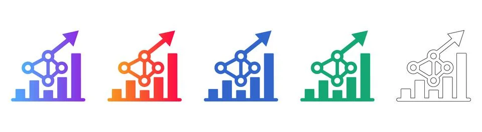 Network Data Growth Analytics Icons イラスト素材