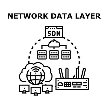 Network data layer controlling cloud computing infrastructure Illustrazione stock