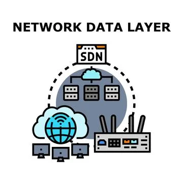 Network data layer controlling cloud computing infrastructure Illustrazione stock