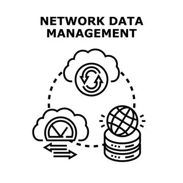 Network data management optimizing cloud storage solutions Stock Illustration