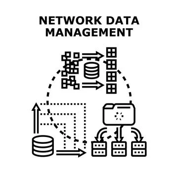 Network data managing information flow computing process Stockillustratie