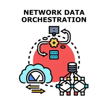 Network data orchestration concept illustrating data management 스톡 일러스트